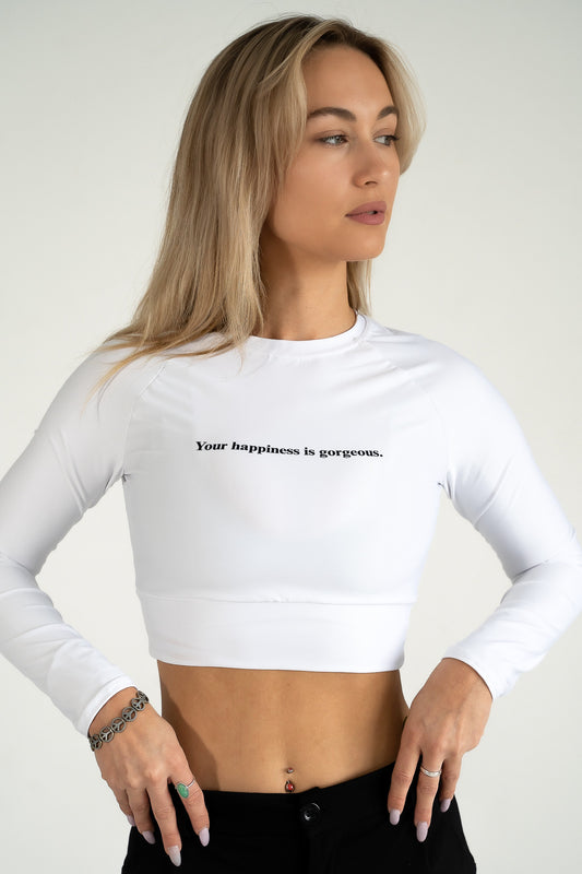Your happiness is gorgeous - Recycled long-sleeve crop top